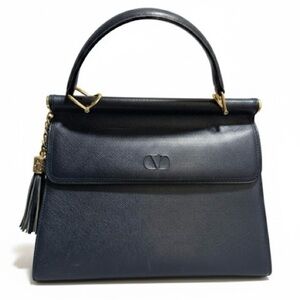 Valentino Garavani VLogo Black Leather Top Handle Bag